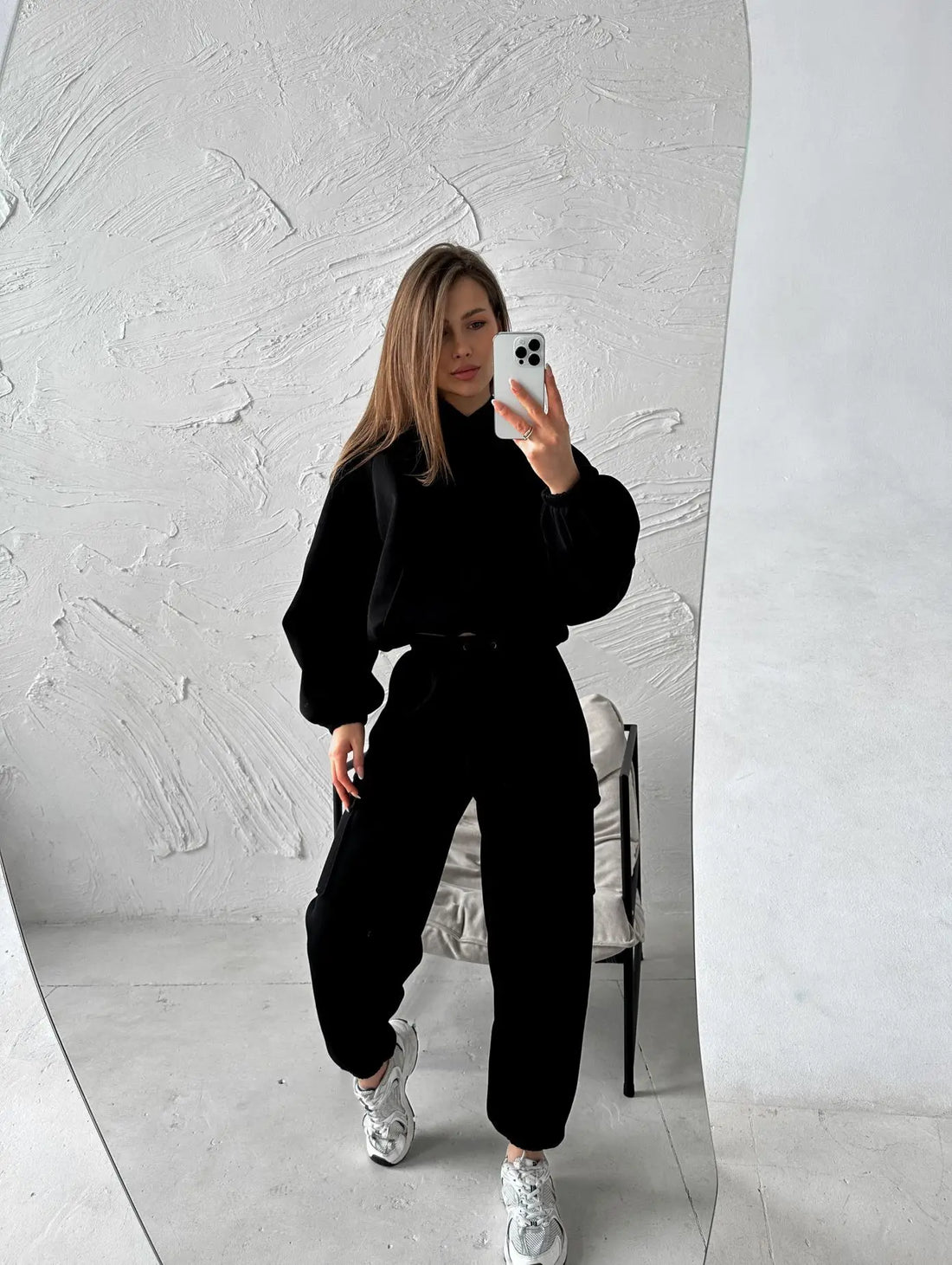 Hoodies Suit Winter Autumn Solid Casual Tracksuit Women Fleece 2 Pieces Set Sports Sweatshirts Pullover Jogger Sweatpants Outfit