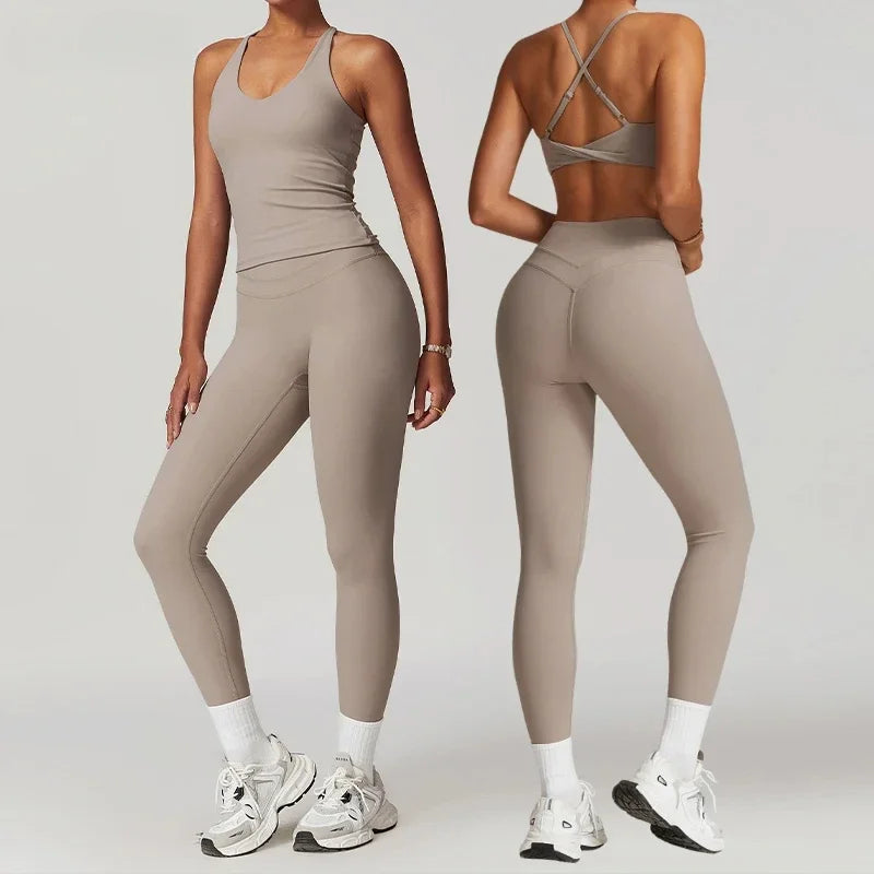 2 Pieces Sportswear Women Yoga Set Gym Clothes Sportswear Yoga Suits Fitness Set Tracksuits Sports Bra Gym High Waist Leggings - ATFH
