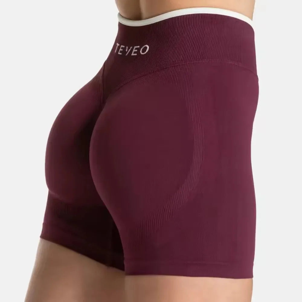 TEVEO Seamless Yoga Shorts for Outdoor Wear, Stylable Hip Lifters, Fitness & Workout Shorts Tahsi Fashion House