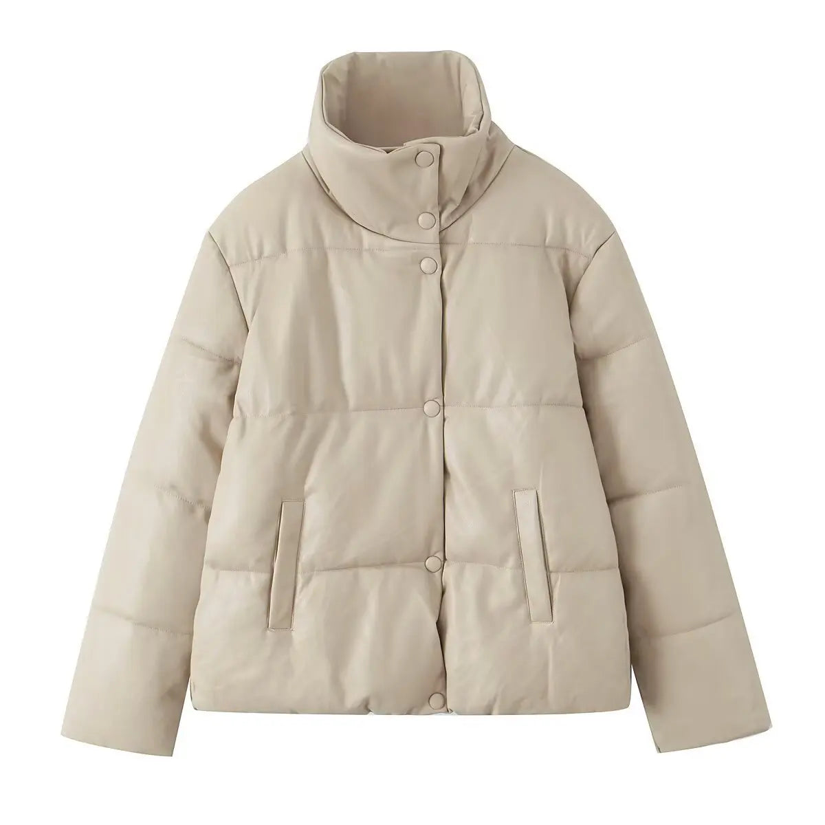 Fashion Black Pu Leather Winter Jacket Women Zipper Thick Warm Cotton Padded Coats Female Stand Collar Short Down Parkas