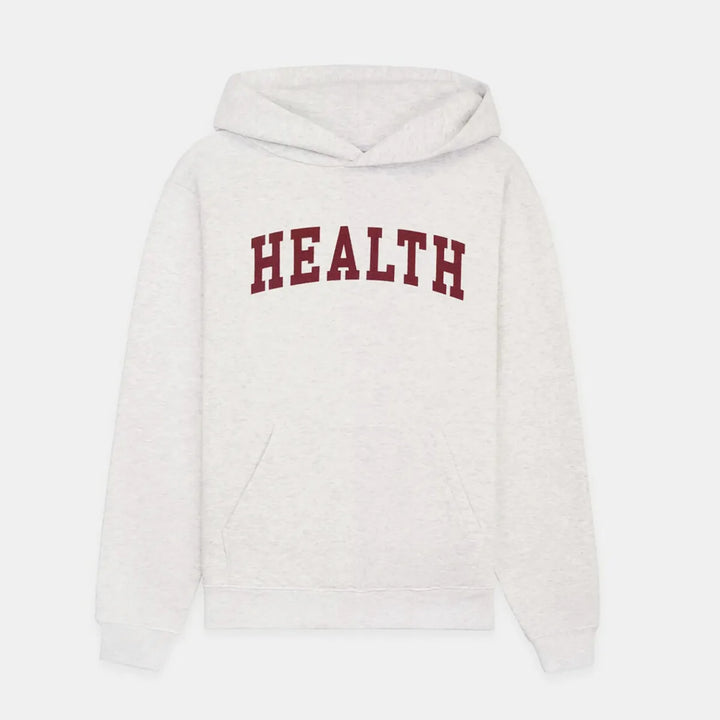 Health Letters Printing Retro Light Gray Cotton Hoodies Oversize Long Sleeve Autumn Fashion Jumpers Hooded Sweatshirts Women - ATFH