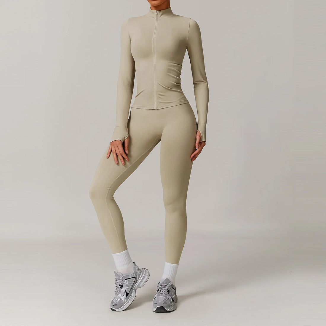 Yoga Set 2/3PCS Gym Clothes Sportswear Yoga Suits For Women Long Sleeve Crop Top Fitness Set Tracksuits Sports Bra Gym Leggings - ATFH