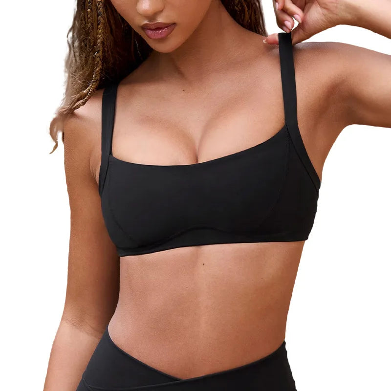 High Elastic Nude Feeling Breathable Elastic Cross Waist Three-point Shorts Suspender Beautiful Back Sports Underwear Yoga Suit - ATFH