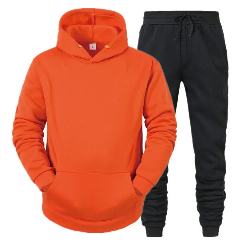 Basic Men/Women 2Pcs/Sets Sweatshirt Hoodies Pants 2024 Male Gyms Fitness Tops Joggers Sportswear Tracksuits ATFH