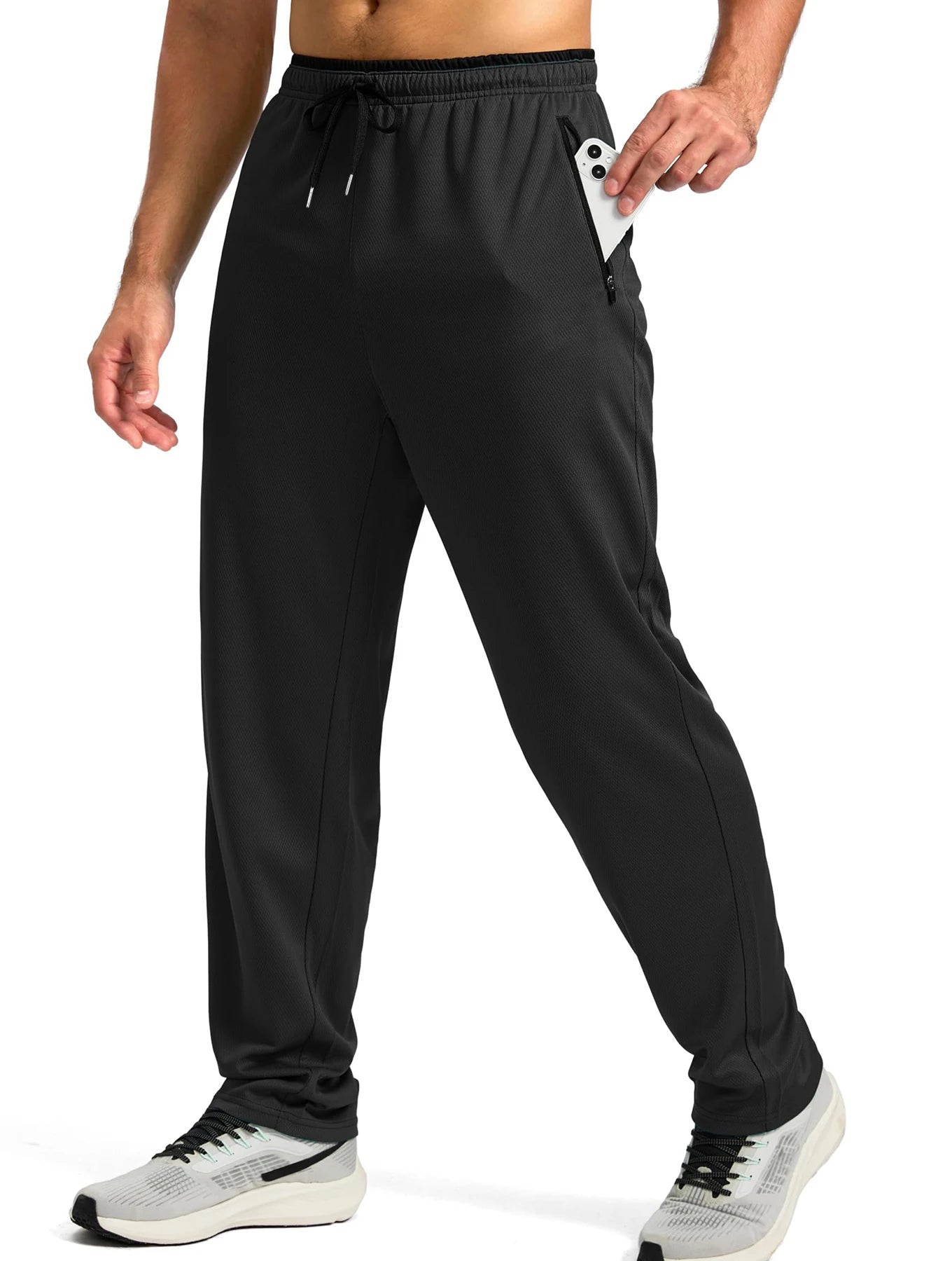 TACVASEN Men's Quick Dry Outdoor Pants Straight Leg Elastic Waist Fitness Running Hiking Yoga Jogging Sweatpants