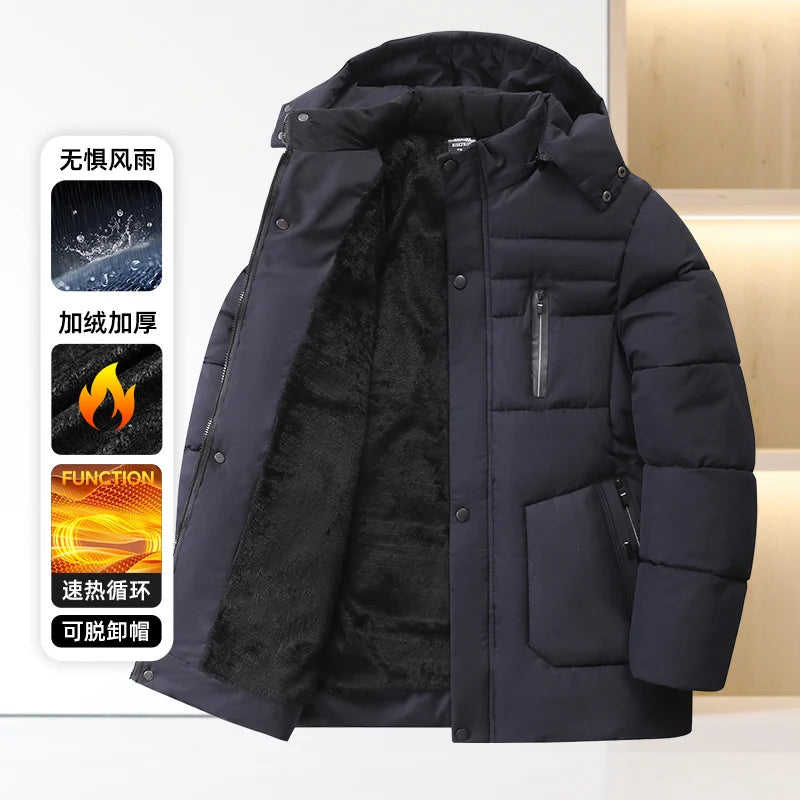 Hooded Quality Winter Breadwear Parkas Coat Men's Trendy Cotton Jacket Trendy Brand Cotton Jacket Large Loose Windproof Coat