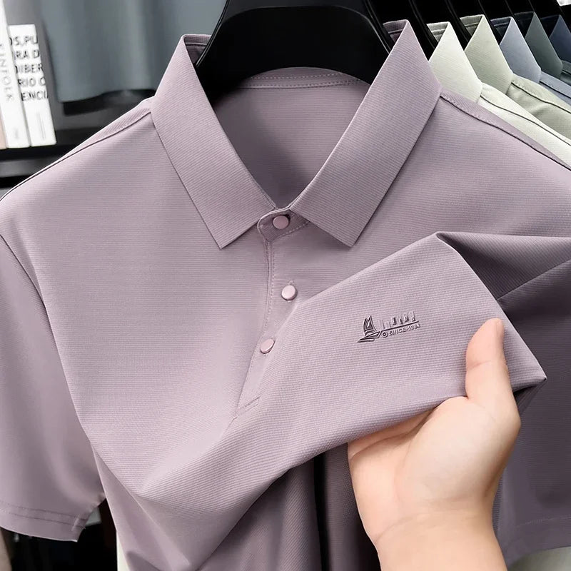 Mens Embroidered Polo Shirt Short Sleeve Slim Fit Casual Style Soft And Comfortable Fabric For Daily Wear And Weekend Getaways