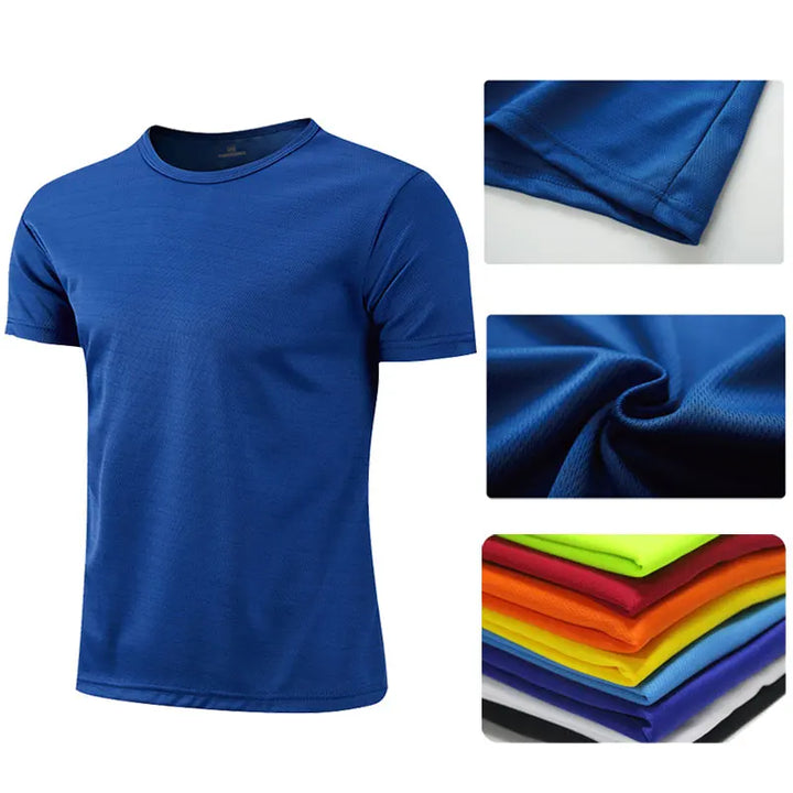 Men Women Quick Dry Short Sleeve Sport T Shirt Gym Jerseys Fitness Shirt Trainer Running T-Shirt Teenager Breathable Sportswears - ATFH