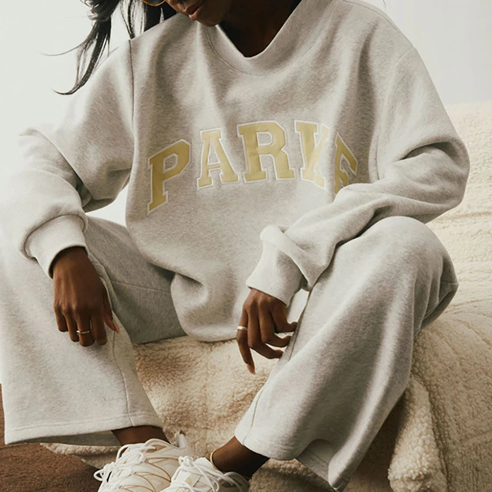 Rowan AAPK-Y012 Women O-Neck Long Sleeve Female Pullover Letter Embroidery Sweatshirts Vintage Casual Sports Lady Top 2026 - ATFH