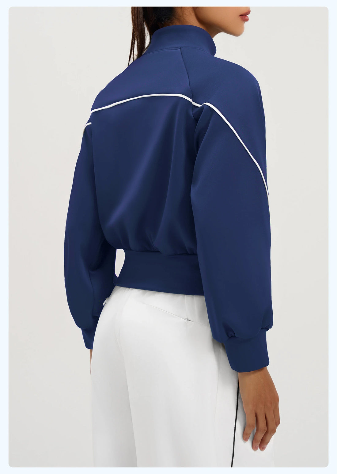 2026 Fall/Winter Color-Contrast Fleece-Lined Yoga Top with Stand Collar, Thickened Warm and Slim-Fitting Sport Jacket for Women