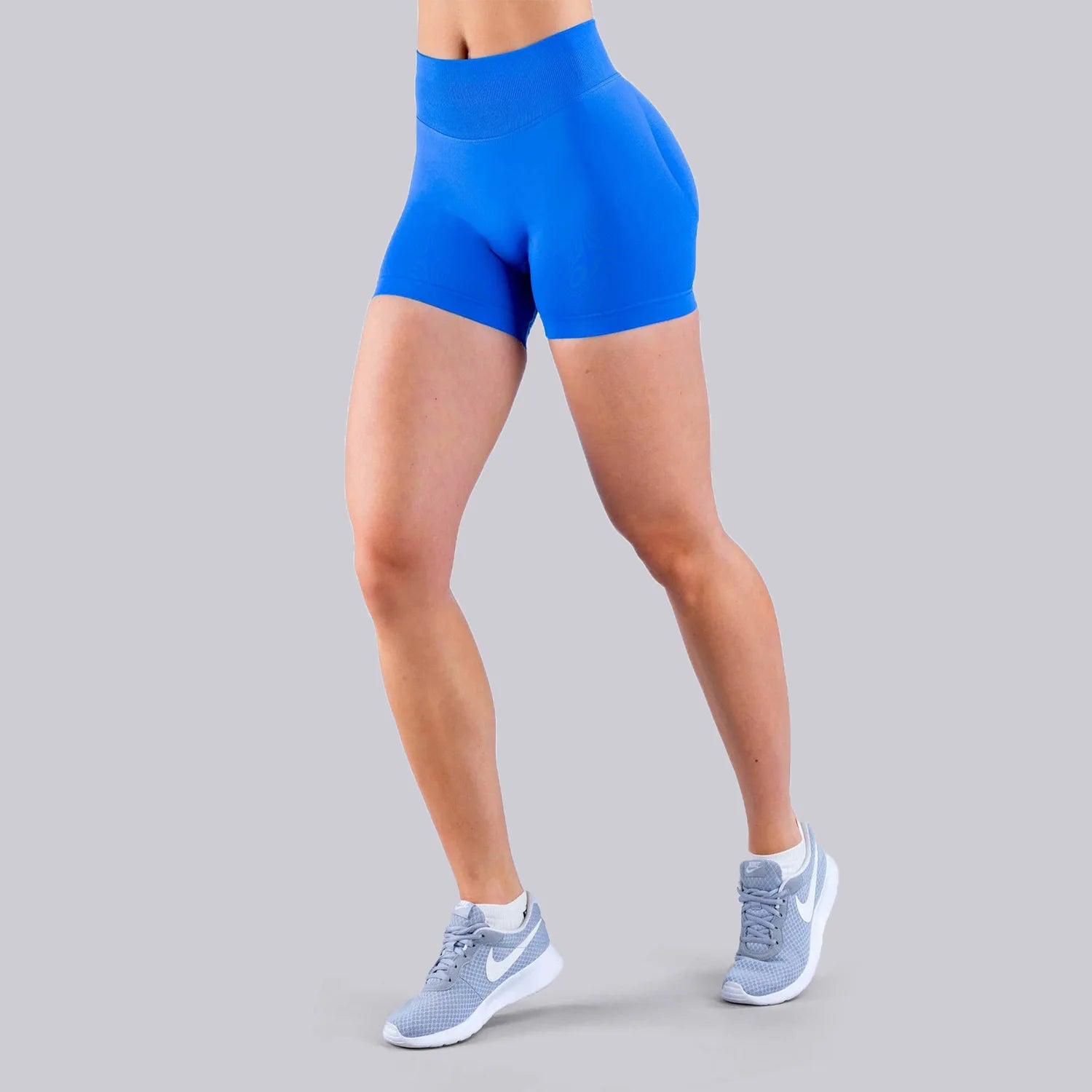 High Elastic Nylon Sports Shorts Women's Three-Way Waist Drawstring Butt Lifting Seamless Low Waist Three-Quarter Length
