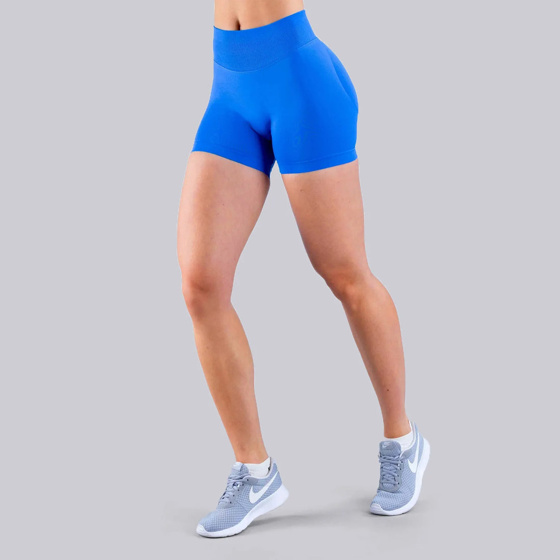 High Elastic Nylon Sports Shorts Women's Three-Way Waist Drawstring Butt Lifting Seamless Low Waist Three-Quarter Length