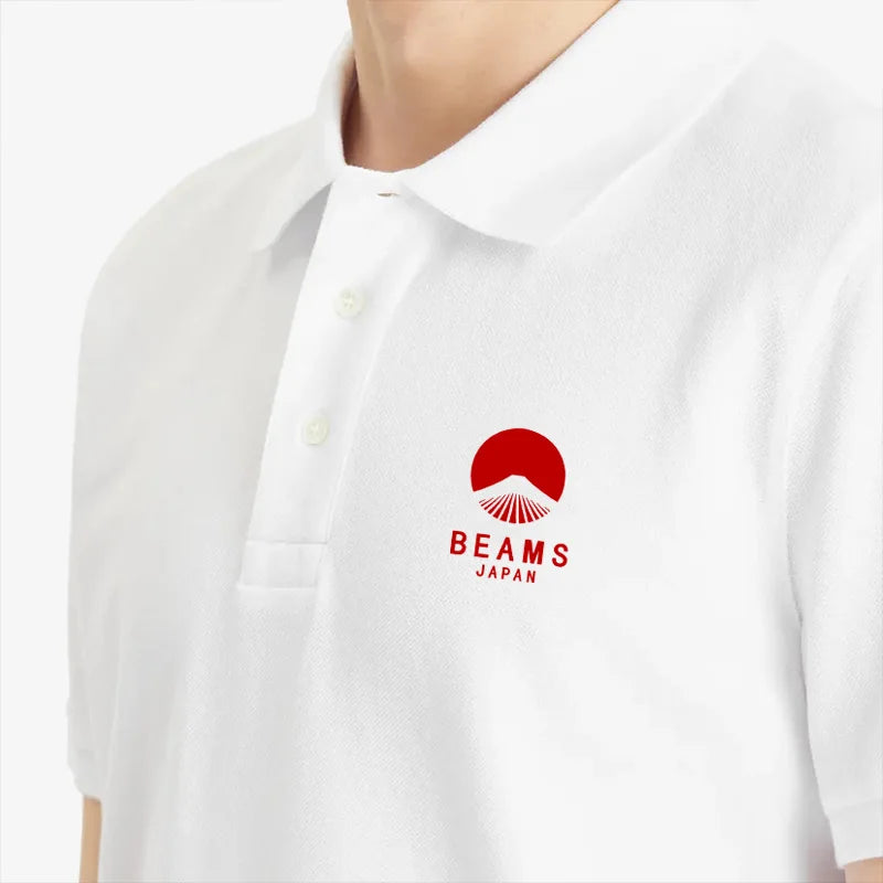 Fuji Mountain Embroider Logo Summer Men Women Same Polo Shirt Korean Style High-quality T-shirt Cotton Short Sleeve Tees Top