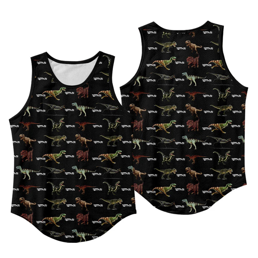 Summer Workout Black Print Sleeveless Beach Undershirt Vest Men Tank Top Gym Stringer Singlets Fitness Clothing