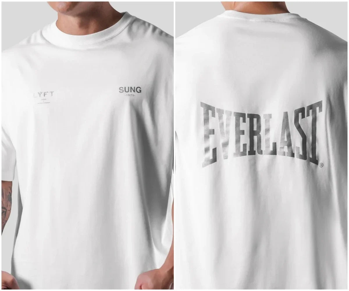 2026 Summer  Men's Gym T-Shirt, Boxing Brand Graphic, Oversized Heavy Cotton Streetwear For Bodybuilding Fitness ATFH