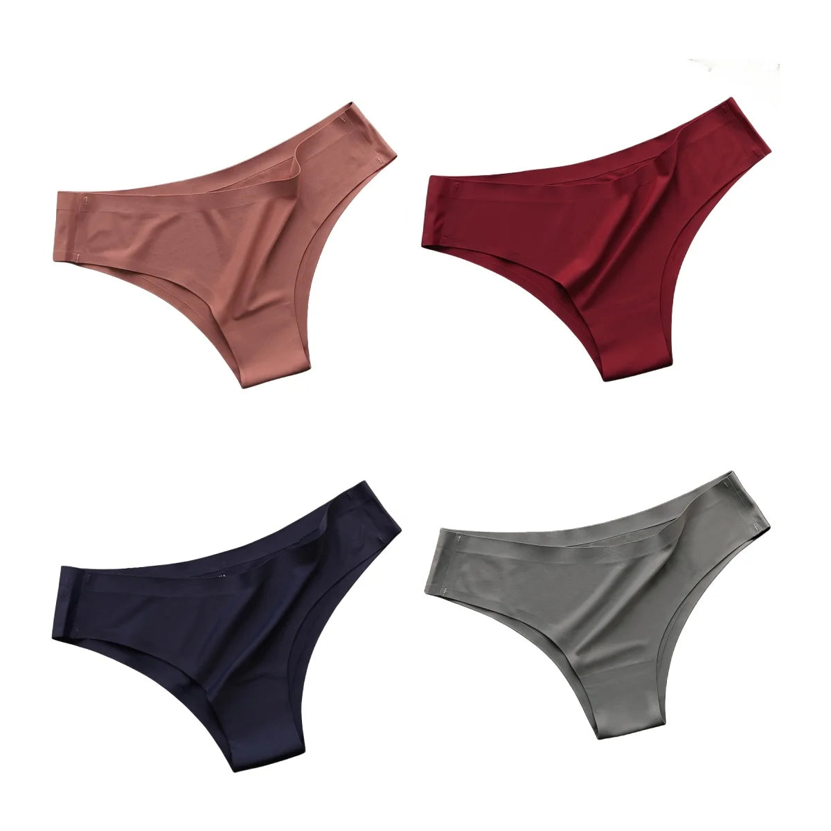 4Pcs/Set Women Ice Silk Panties Low Rise Briefs Soft Brazilian Panties Smooth Underwear Stretch Underpants Sexy Lingerie M-XL
