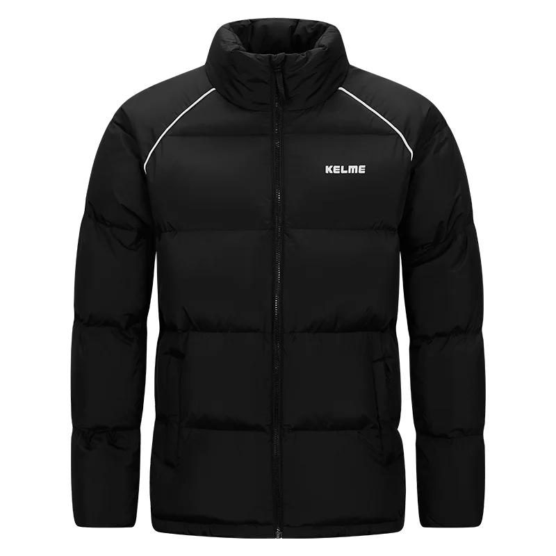 Kelme Men's Warm Cotton Jacket, Casual Stand Collar Loose Fitting Bread Jacket, Outdoor Comprehensive Training Jacket