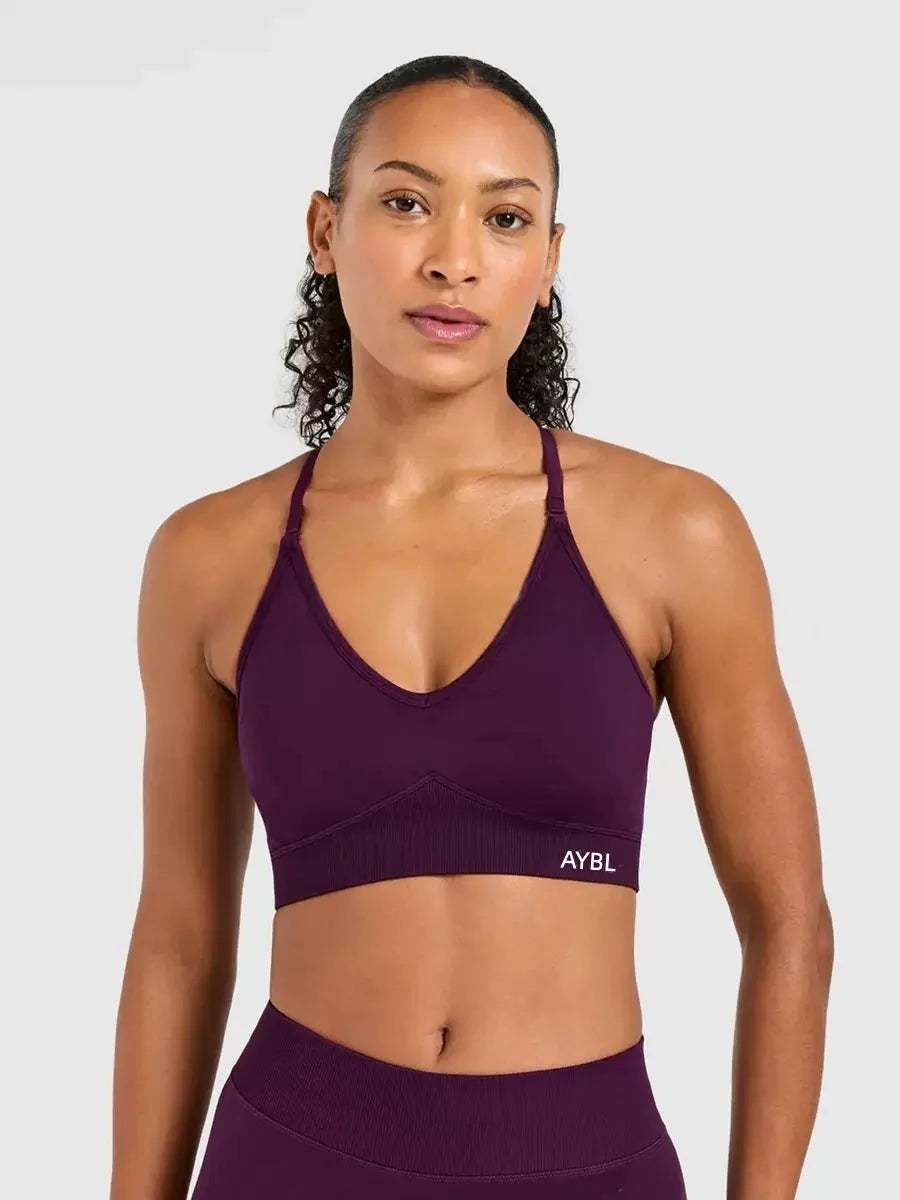 2 Pcs Impact Shorts Women Seamless Sports Yoga Pants Gym Clothes Fitness Workout Adapt Seamless Strappy Sports Bras Set Tahsi Fashion House