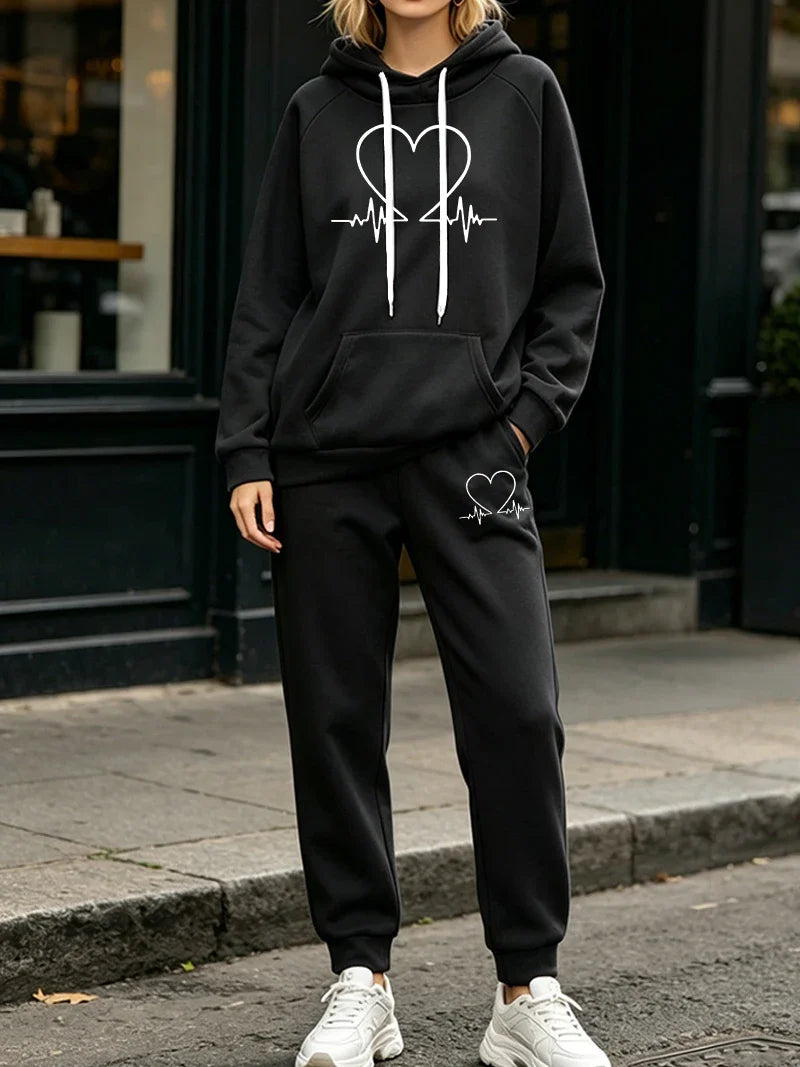 New Womens Tracksuit 2 Pcs Sets Casual Hooded Sweatshirt Outfits Outdoor Sports Clothes 2026 Autumn Winter Warm Woman Pants Suit