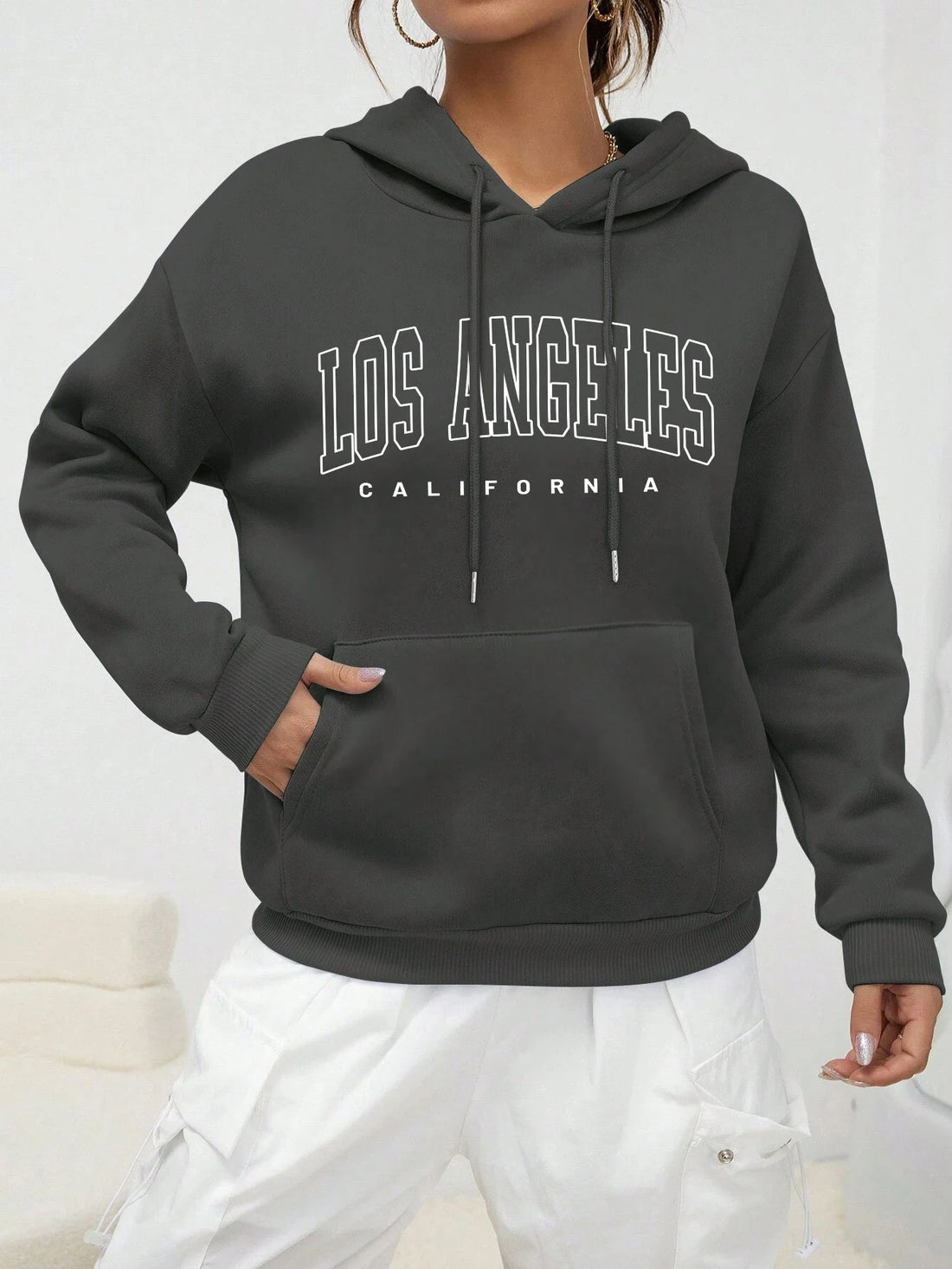 Los Angeles Art Letter Design Women Hoodies American Style Casual Hoody Autumn Hip Hop Female Hoodie Casual Fleece Clothing - ATFH