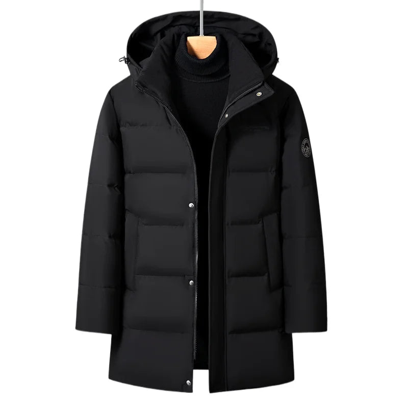 Luxury Men's Winter Padded Jackets Man Down Coats Parka White Goose Down Jacket Clothes Hooded Long Padding Puffer Jcket HXY299