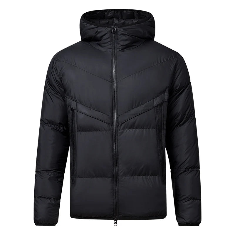 Man Simplicity Windproof Keep Warm Parkas New Fashion Solid Color Cotton Clothes 2024 Winter Thickening Hooded Leisure Man Coats