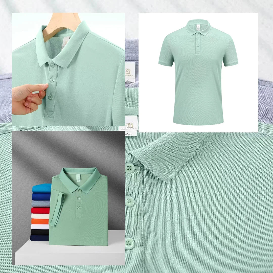 Summer Polo Shirts Men S-4xl Quick Dry Short Sleeve T-Shirt Elasticity Breathable Cool Ice Silk Polo Shirt Male Purple 18 Colors