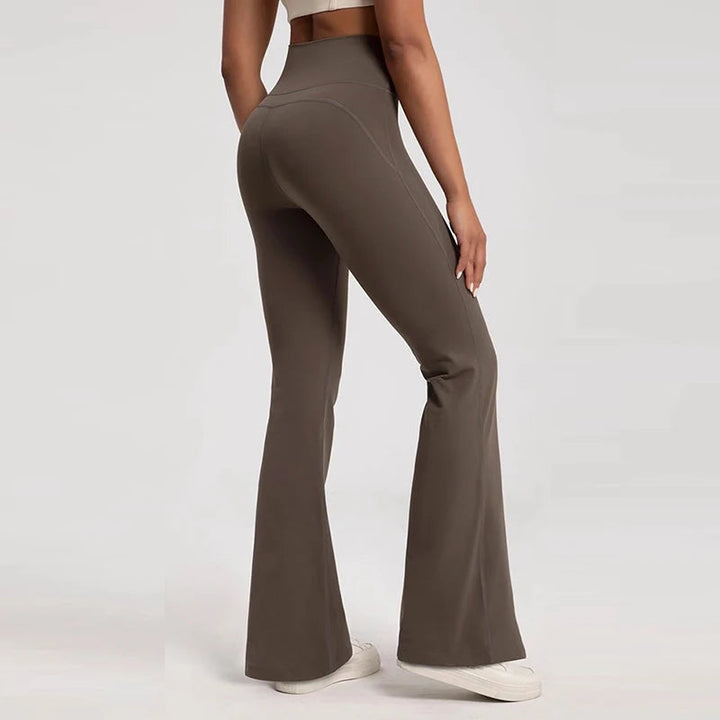 Women's High-Waisted Flared Pants, Elastic Waist, Cinching Hip-Lifting, Casual Yoga Pan for All-Season Exercise and Outdoor Wear ATFH