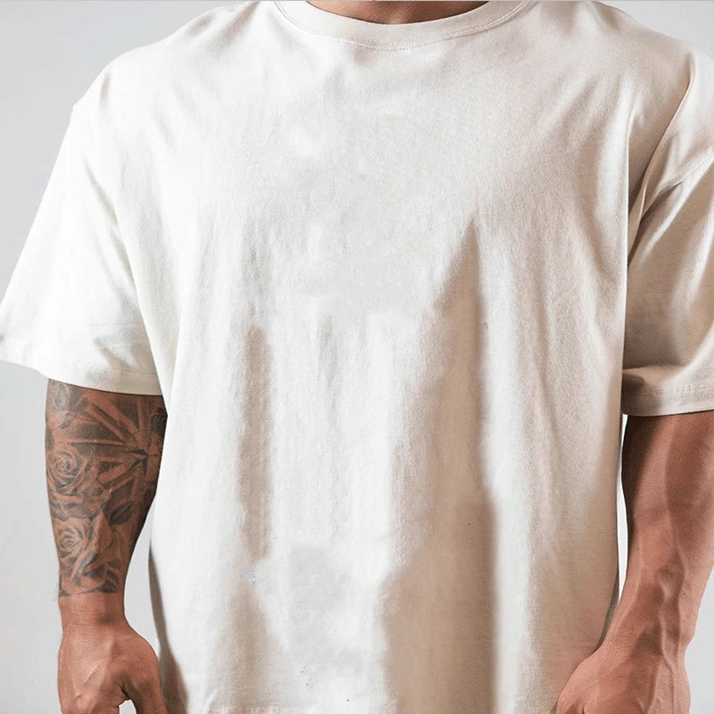 JAPAN&UK Cotton Gym Shirt Sport Fitness Loose large size M-XXXL T Shirt Men Short Sleeve Running Shirt Men Workout Training Tees ATFH