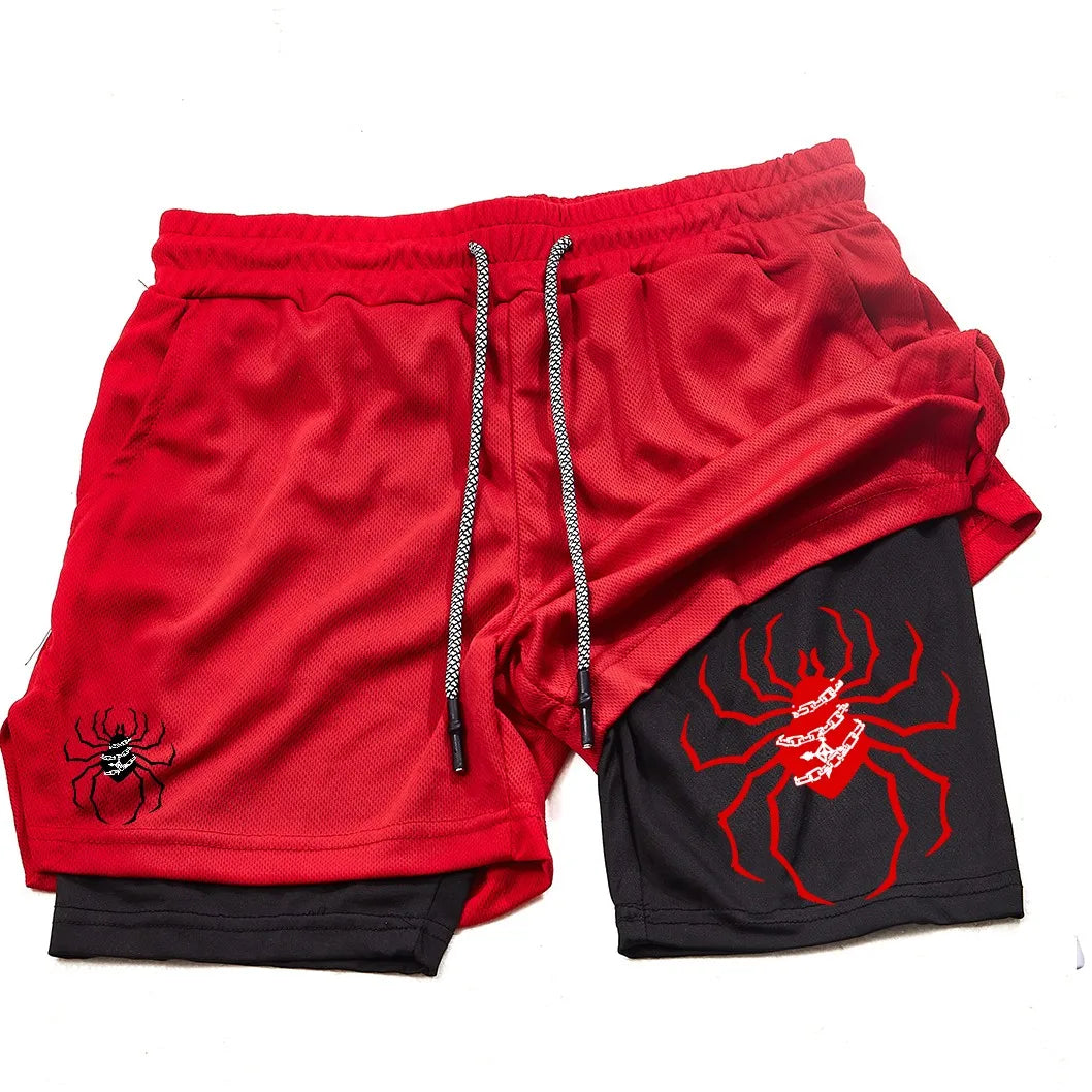 Anime Hunter X Hunter Performance Shorts for Men Breathable Spider Gym Shorts Summer Sports Fitness Workout Jogging Short Pants