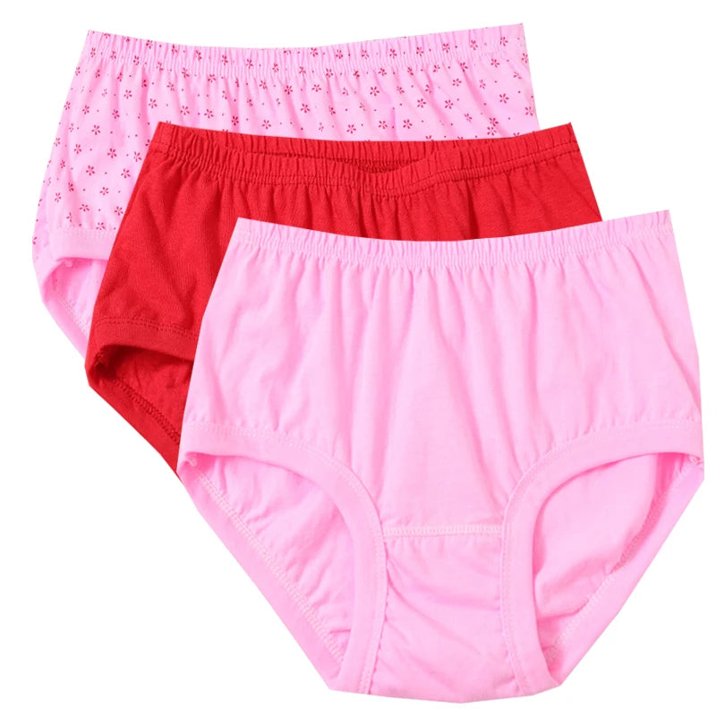3pcs Pure Cotton Women Panties Large Size High Waist Underwear Briefs Mother Breathable Comfort Panty Plus Size Female Lingeries