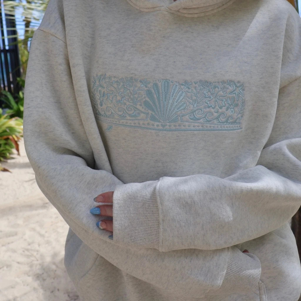 Classic Women's Embroidery Over Size Hoodies Streetwear Soild Color Autumn Kangaroo Pocket Sweatshirts Casual - ATFH