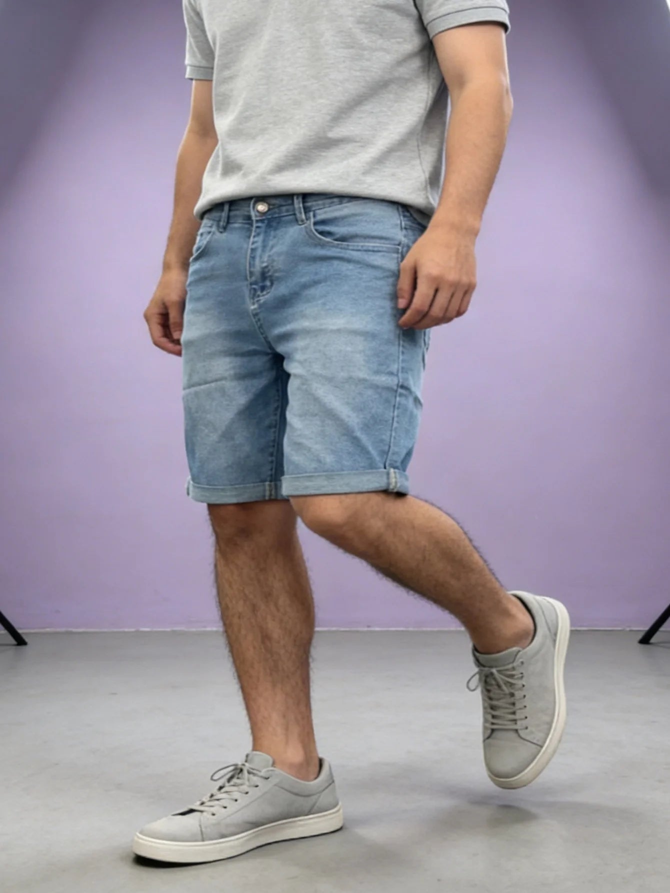 Blue Slim Denim Shorts Y2K Light Retro For Dating Original Drip For Man No accessories or belts included ATFH