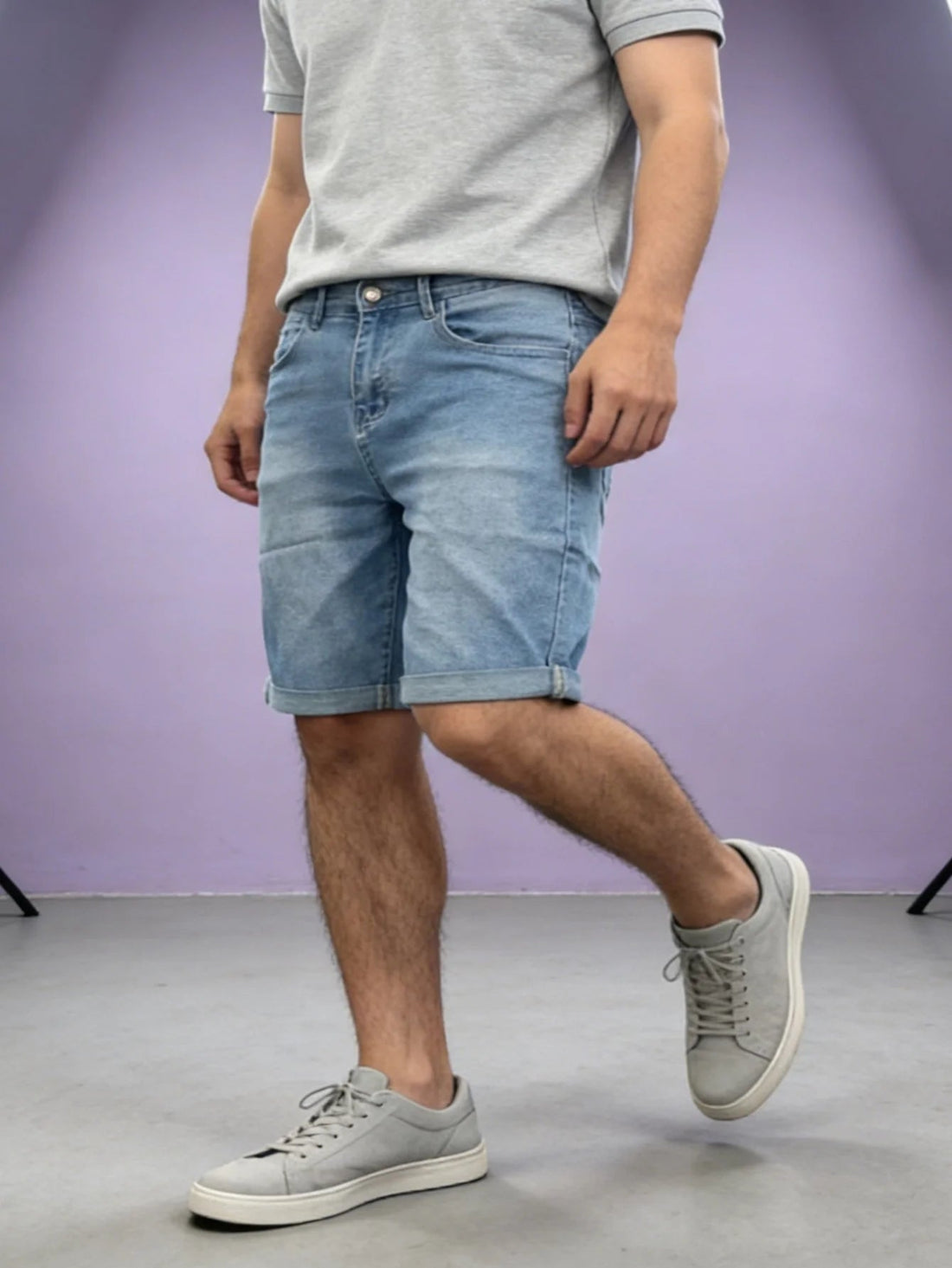 Blue Slim Denim Shorts Y2K Light Retro For Dating Original Drip For Man No accessories or belts included ATFH