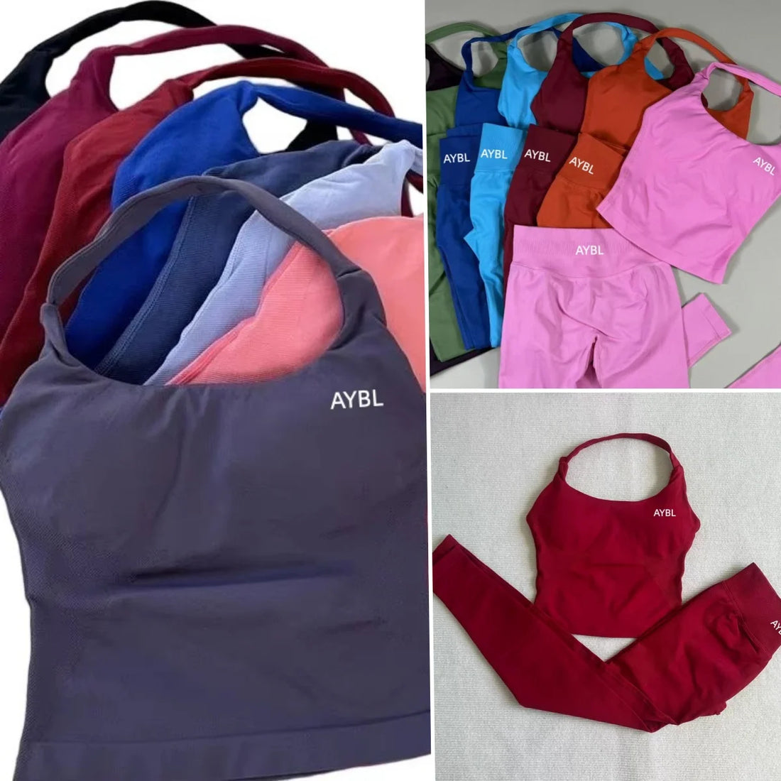 Impact Halter Top Impact Leggings for Women Seamless Sports Yoga Pants Low Ribbed Band Gym clothes Fitness Workout Clothes - ATFH