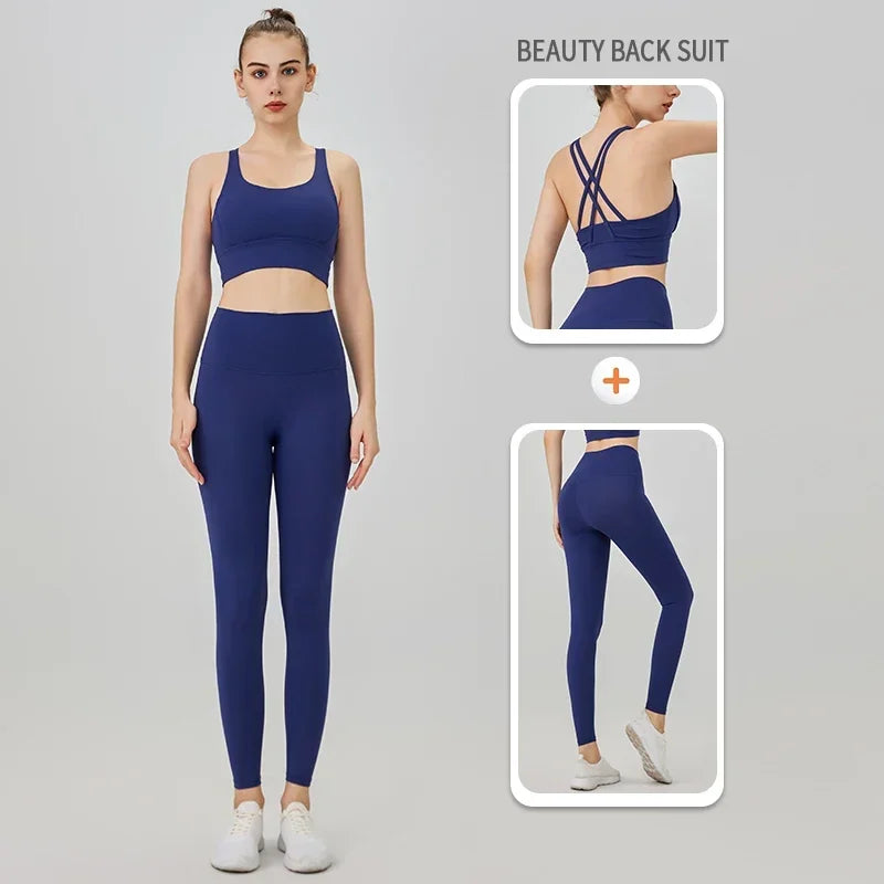 2 Pieces  Women Yoga Set Sport Suit Gymwear Workout Clothes Gym Crop Top High Waist Legging Fitness Bra Set Sports Suit👚👚 - ATFH