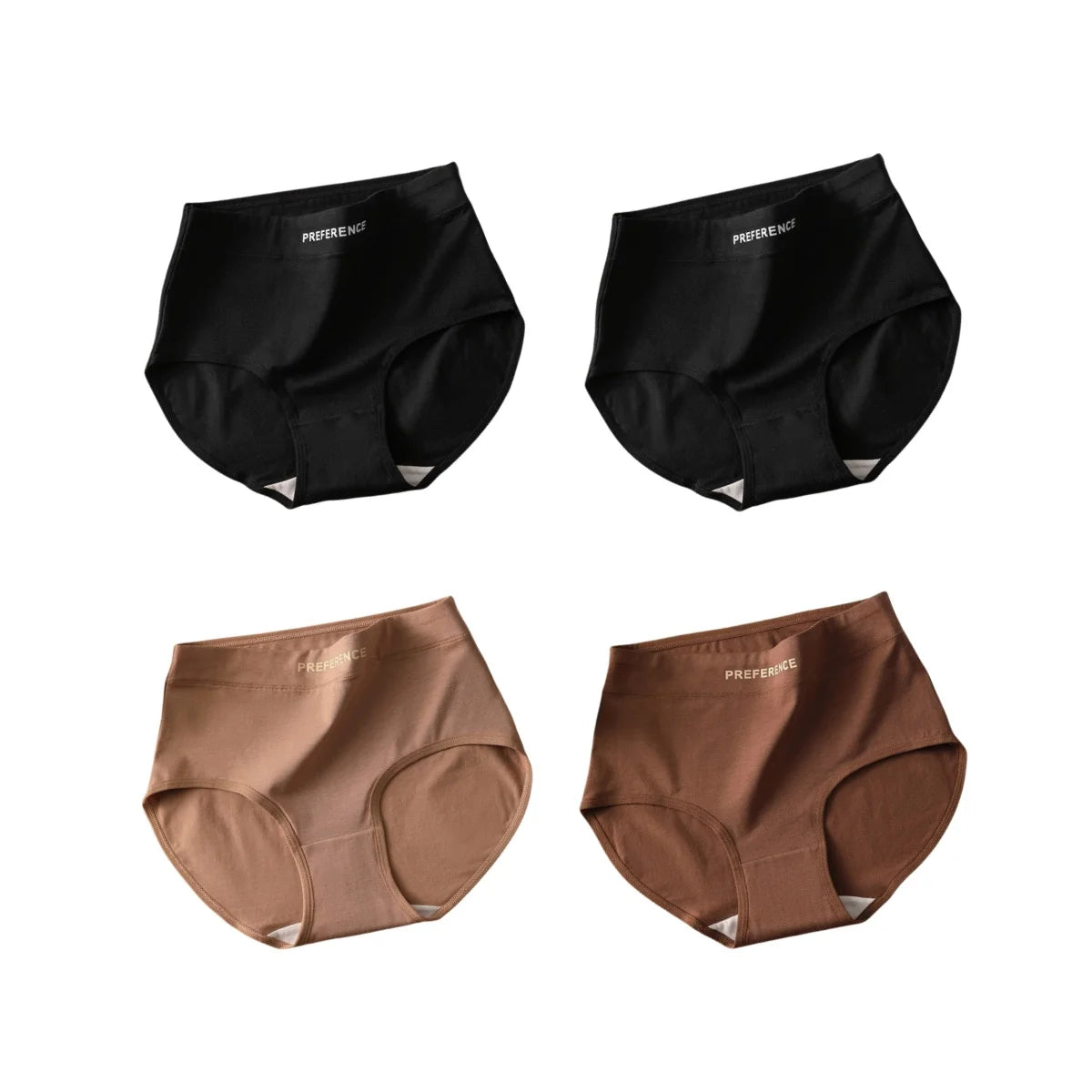 4Pcs/Set Women High-Waist Briefs Tummy Control Panties Soft & Breathable Cotton Underwear Plus Size Comfort Lingerie M-XXL