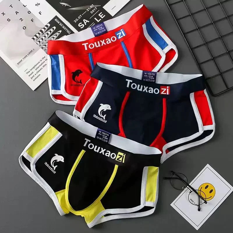 3PCS/Lot Cotton Comfortable Breathable Boxer Shorts Printed Men's Underpants Fashion Youth Underwear Sexy U Bulge Pouch Panties