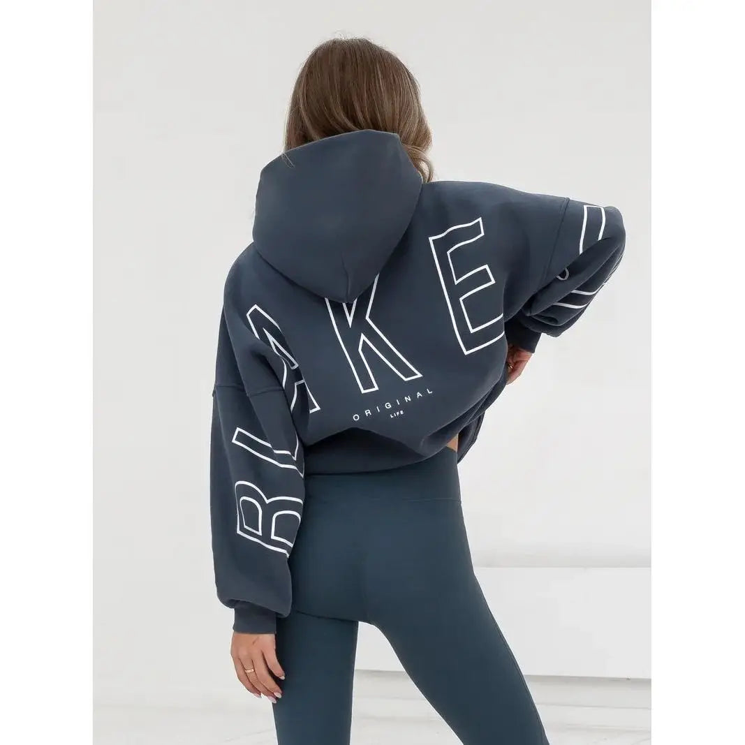 European American Fashion Printed Hooded Hip Hop Sweatshirt 2025 New Cross Border Thickened Versatile Long-sleeved Loose Clothes - ATFH
