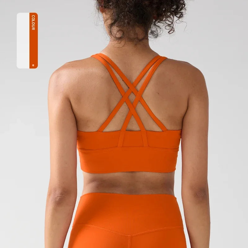 Solid Color soft high strength Women Fitness Bra Tight Sport Top Comprehensive Training Gym Yoga Underwear Tight With Chest Pad - ATFH
