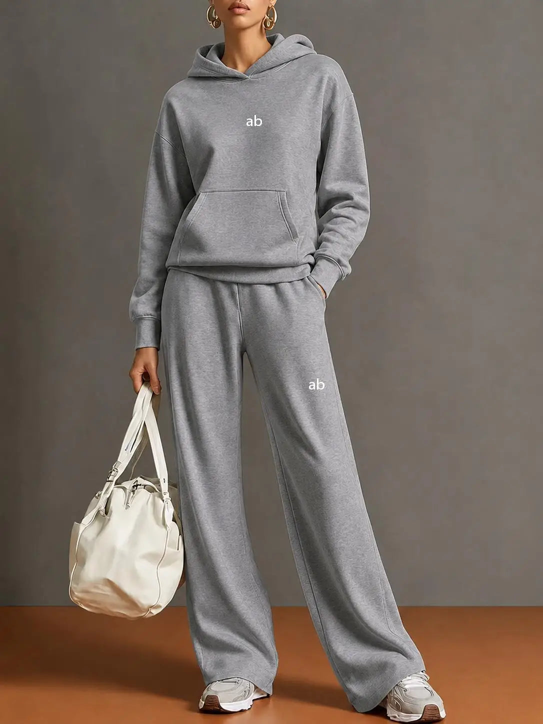 2026 Autumn/Winter New Women's Casual Hooded Sweatshirt, Wide Leg Pants Set - Loose Fit Sportswear Set for Women