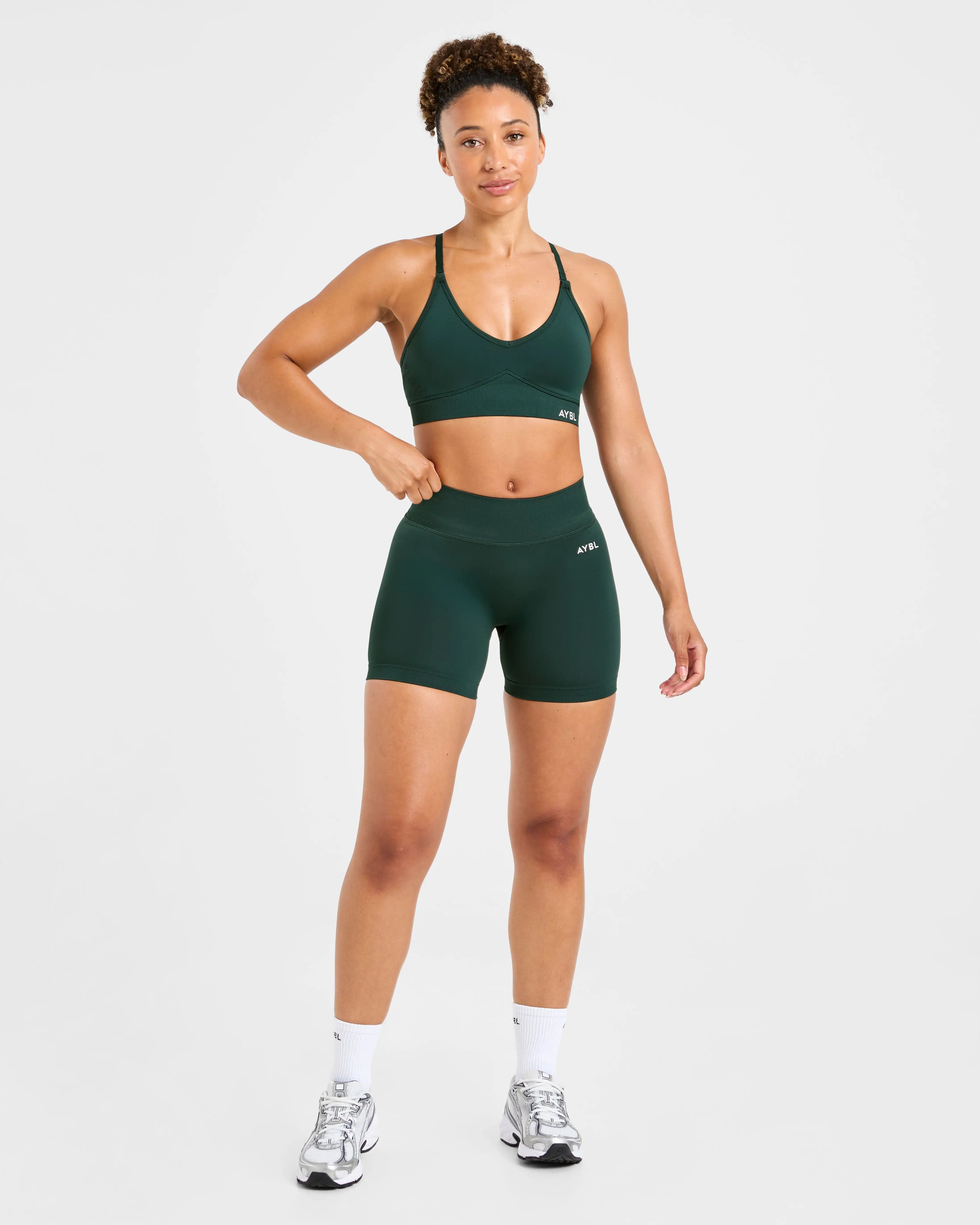 2 Pcs Impact Shorts Women Seamless Sports Yoga Pants Gym Clothes Fitness Workout Adapt Seamless Strappy Sports Bras Set Tahsi Fashion House