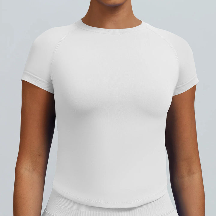 Yoga Short Sleeve Top Women Workout Gym Crop Top Light Weight Yoga Top Workout Shirt Longline Sports Stretchy Shirts - ATFH