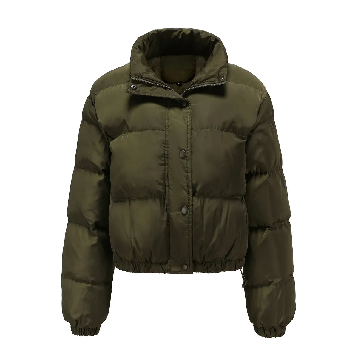 Women Parkas Turtleneck Full Sleeve Thick Coats Loose Short Coat Solid Zipper Solid Spliced Jackets Casual Office Lady ATFH