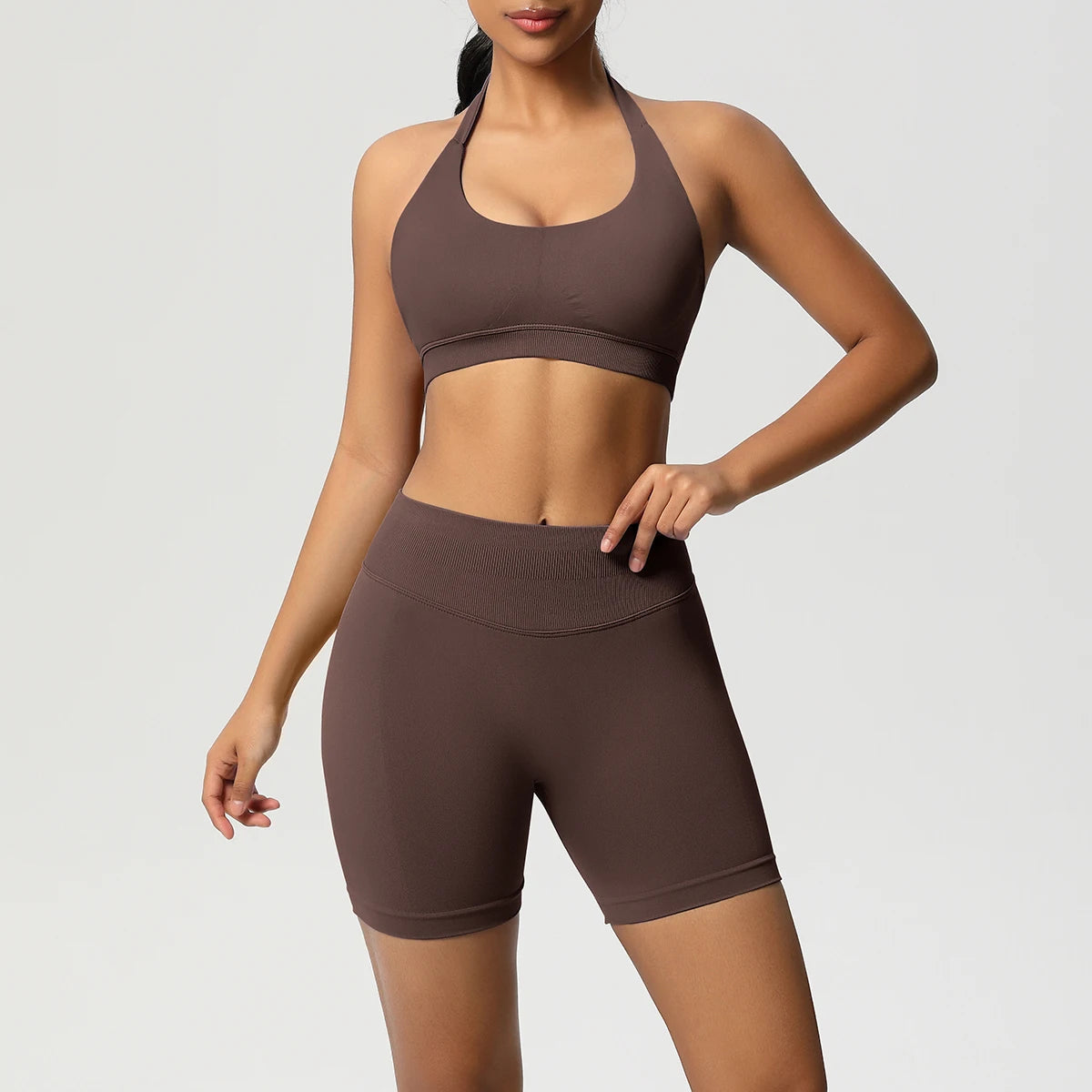 2PCS Sportswear Woman Sports Yoga Set Gym Clothes Yoga Suits For Women Tracksuits Sports Shorts Crossover Bra Gym Leggings - ATFH