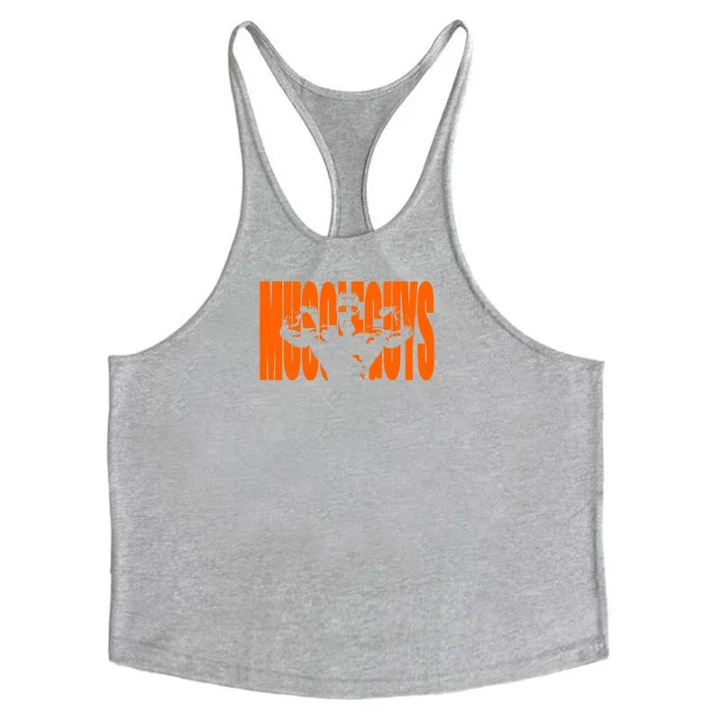 Muscle guys Gyms Tank Top Men Workout Clothing Bodybuilding Stringer Men Vests Cotton Y back Singlets debardeur fitness homme