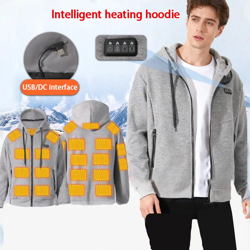 Smart Heated Hoodie for Men's 23 Areas Four Control Constant Temperature USB Charging Heating Sweatshirt Winter Warm Hoodies - ATFH