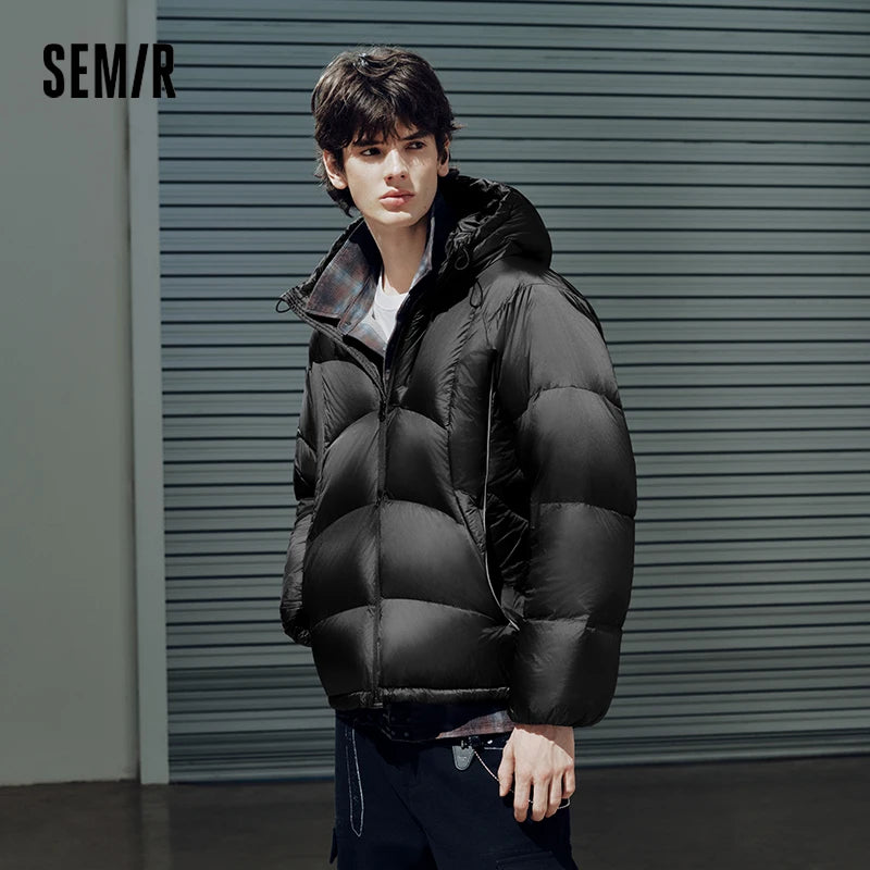 Semir Men Down Jacket Modern Style Outdoor Panel Design Hooded Water Repellent 2026 New Winter Daily Wear Urban Casual Style