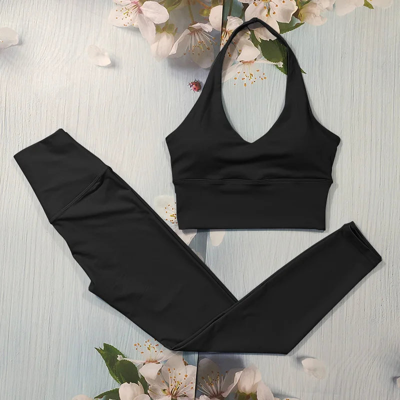 Nude Feel Fitness Suit Sports Set Women's Tracksuit Sexy Yoga Outfits Gym Sportswear Legging And Underwear Workout Clothes Woman - ATFH