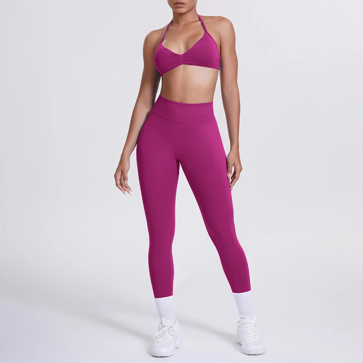 Women 2pcs Patchwork Sport Yoga Suit Training Sleeveless Sport Gym Tops Tummy Control Slimming Booty Leggings Yoga Suit Sports - ATFH